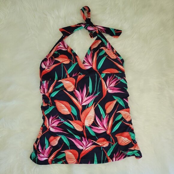 Tommy Bahama Birds Of Paradise Halter Cup Swim Tankini Top Multicolored Size M - Picture 2 of 11